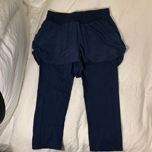 Sweaty Betty power crop legging with attached shorts blue